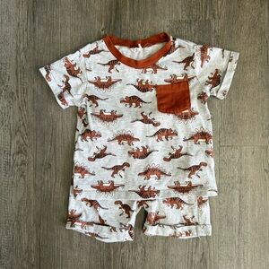 Three Likes Toddler Dinosaur Print Short Sleeve Pajama Set
